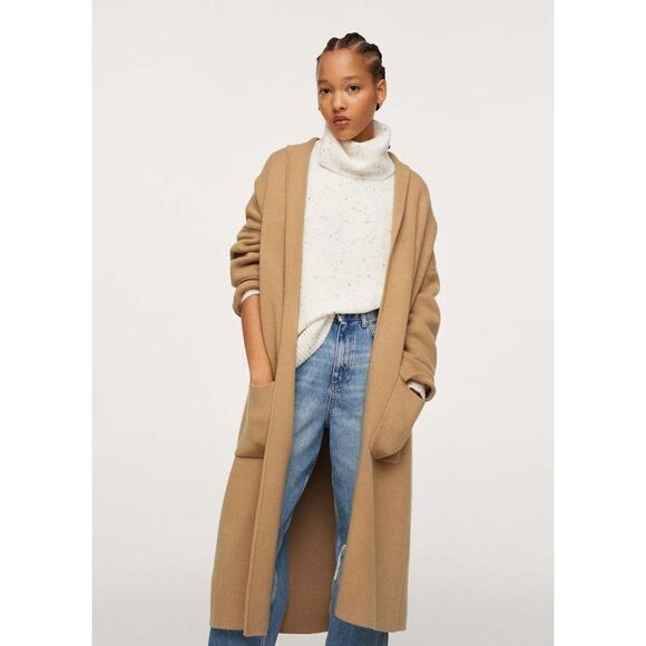 Mango Oversized Knit Coat With Pockets New - Picture 12 of 12